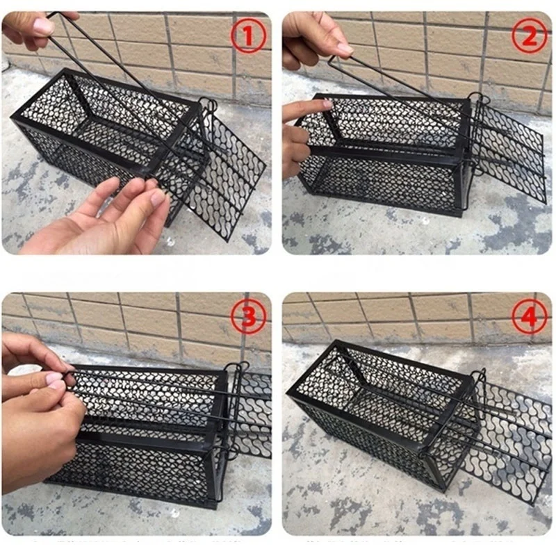 Smart Self-locking Mousetrap ปลอดภัยบริษัทเหล็กสุทธิในครัวเรือน Mouse Catcher โลหะ Reusable Humane ในร่มกลางแจ้งกับดักหนูกรงหนู