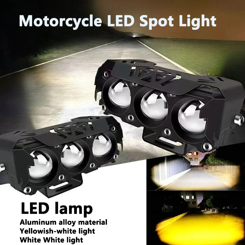 ไฟสปอร์ตไลท์ LED สำหรับมอเตอร์ไซค์ ไฟสูง/ต่ำ สองสี ไฟตัดหมอกสำหรับรถยนต์ รถบรรทุก SUV UTV 12V 24V ไฟหน้าเลนส์ขนาดเล็ก ไฟขับขี่