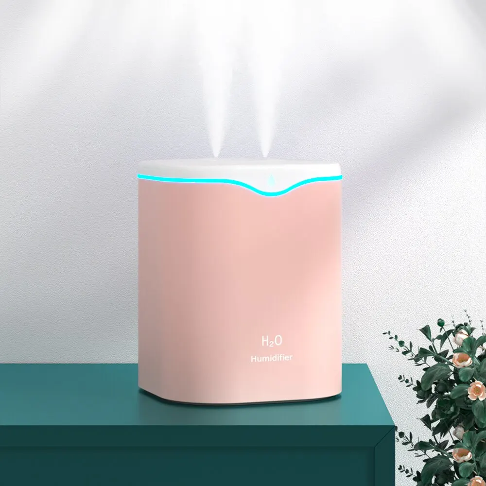 เครื่องทำความชื้นแบบสเปรย์คู่ USB สำหรับใช้ในบ้านเครื่องทำความชื้นขนาดเล็กความจุ2L พกพา