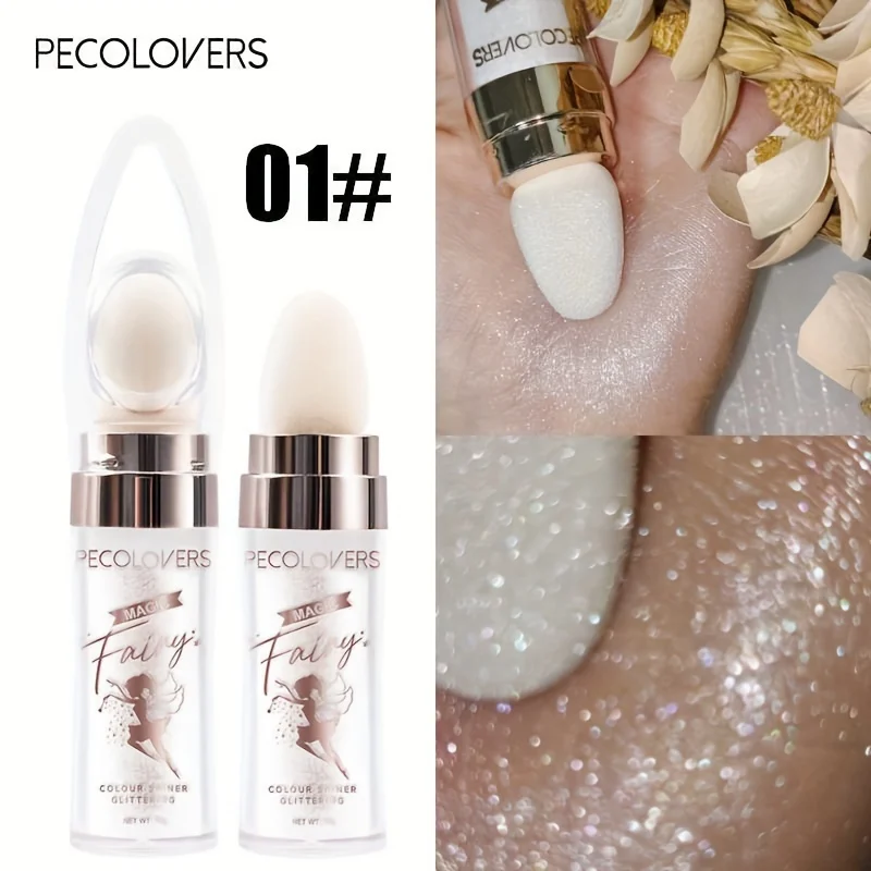 Multi-Tone Fairy Glow: ไม้กายสิทธิ์เน้นข้อความสีรุ้งสําหรับผิวหน้าและผิวกาย – สีฟ้า, สีม่วง, สีขาว Bronzing Shimmer