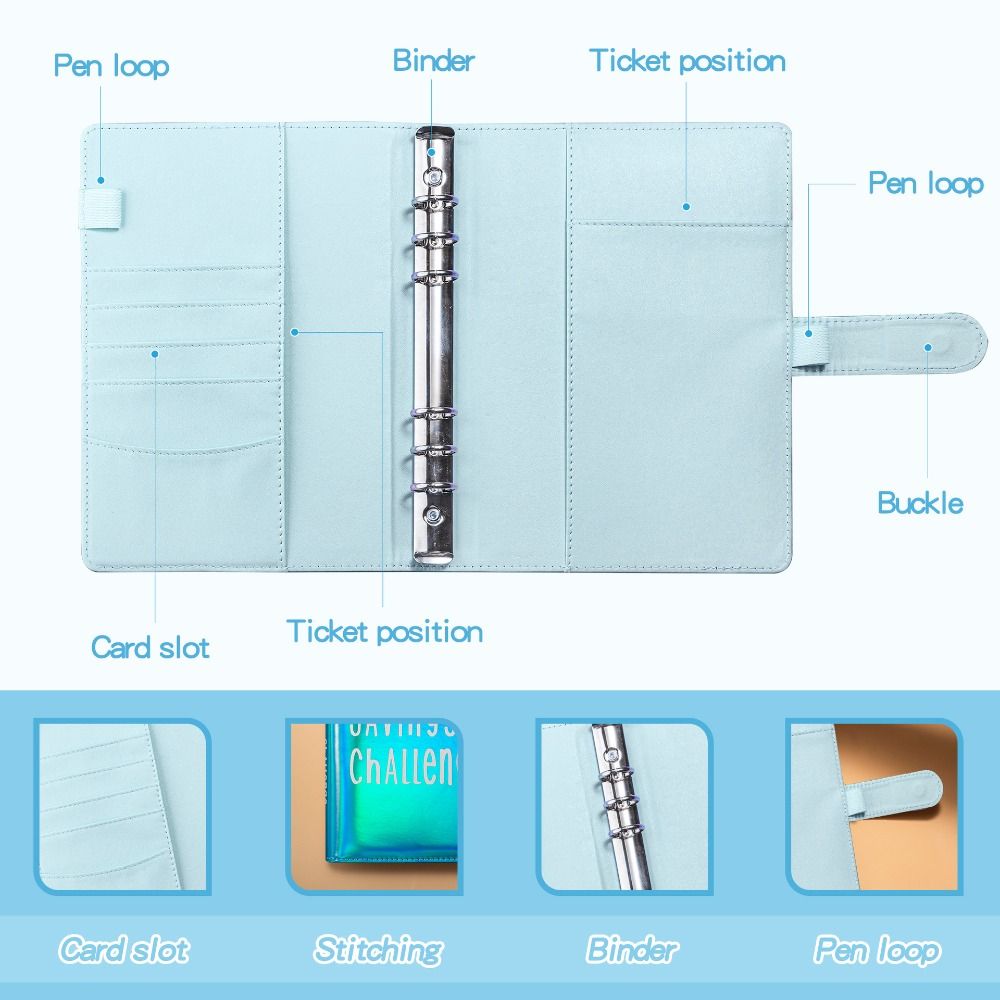 A5 Size Challenge Budget Binder 100 Day Envelope 100Envelopes Challenge Notebook Budget Planner Durable