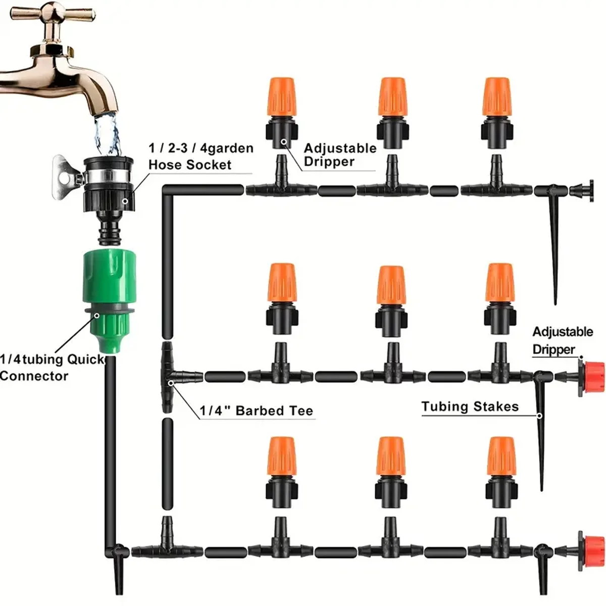 30 เมตร DIY พืชสวนหยดระบบชลประทานชุดรดน้ําอัตโนมัติดอกไม้ Waterer พืชสีเขียวปรับชลประทานชุด