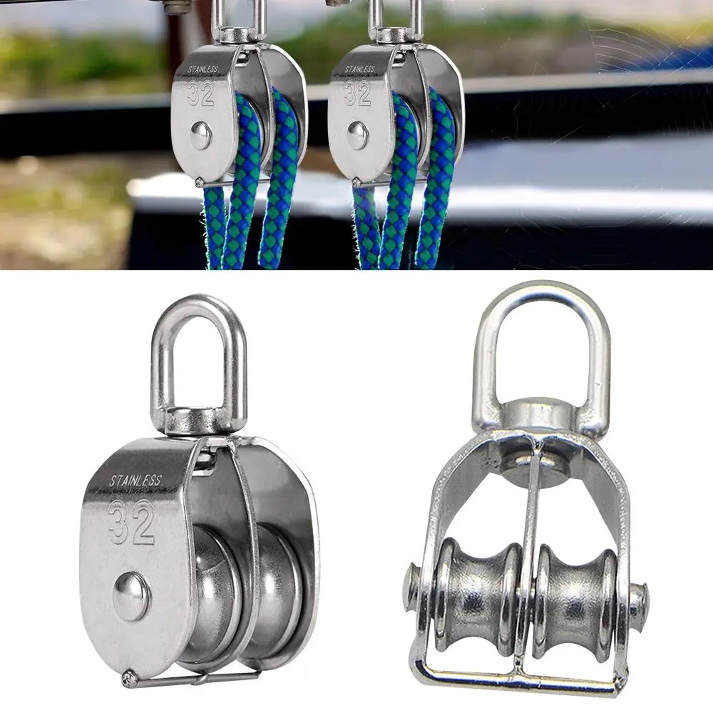 304 acero inoxidable M15 M20 M25 M32 M50 rotación doble polea elevación de tracción barco de vela bloque de polea de carga
