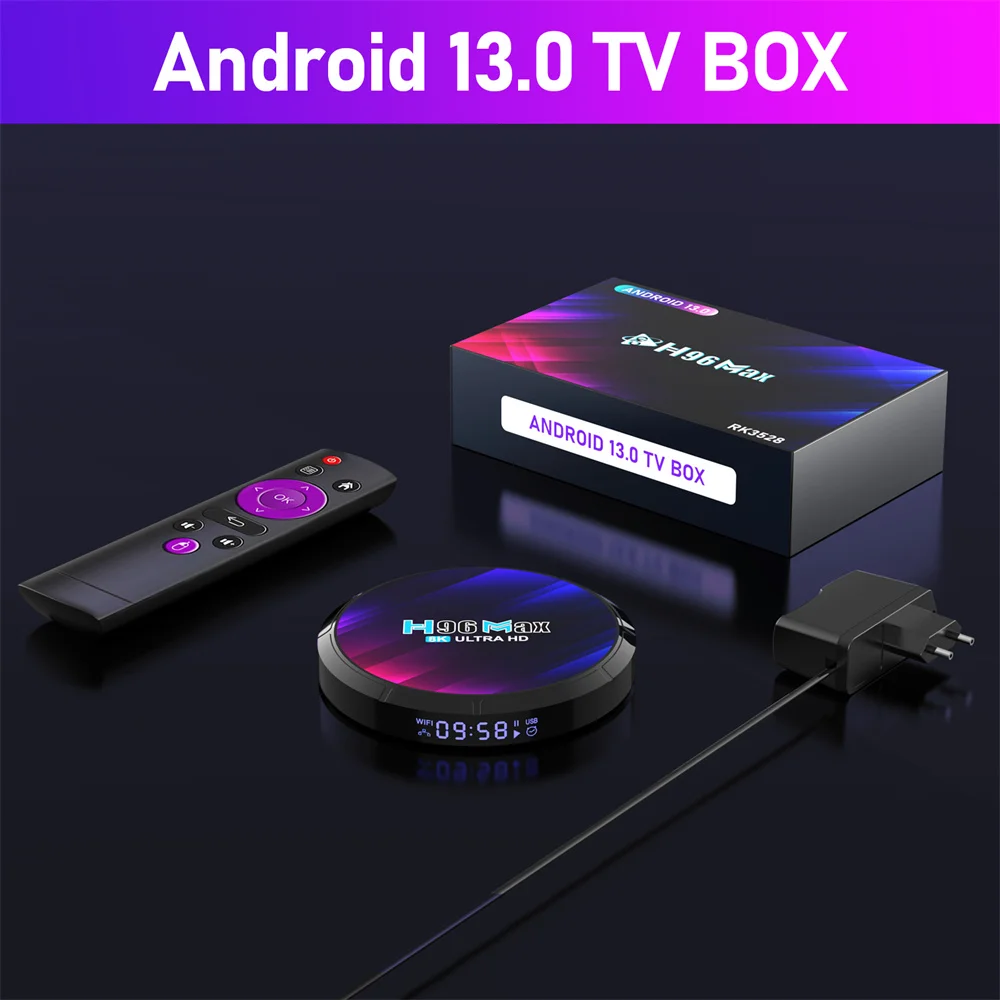 Woopker Android 13 TV Box H96 MAX RK3528 Rockchip 3528 Четырехъядерный 8K Медиаплеер Wifi6 BT5.0 4 ГБ 64 ГБ Google Voice Set Top Box