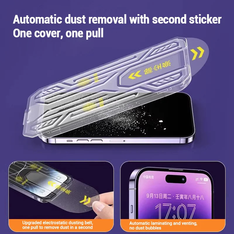 3 uds 8K instalación sin polvo vidrio templado para iPhone 13 14 15 11 12 Pro Max Mini 15 14 Plus X XR XS Protector de pantalla de privacidad