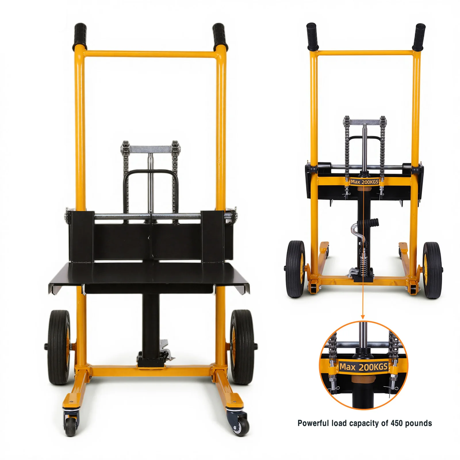 Mini Forklift Foldable Transport Lifting Cart with Swivel Wheels Hand Push Loading Trolley Lightweight for Commercial & Industry