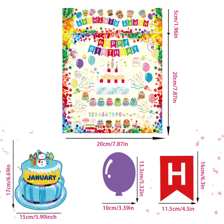 ชุดกระดานข่าวสุขสันต์วันเกิด31ชิ้นสำหรับห้องเรียนกระดานข่าวปฏิทินการตกแต่งห้องเรียน