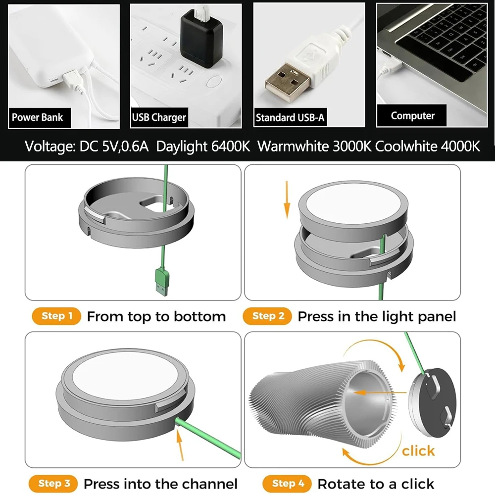 For Bambu Lab Led Lamp Kit Adjustable Light Kit Led Light Parts Hardware DIY Model white /cold/warm light Without Lamp shell 001
