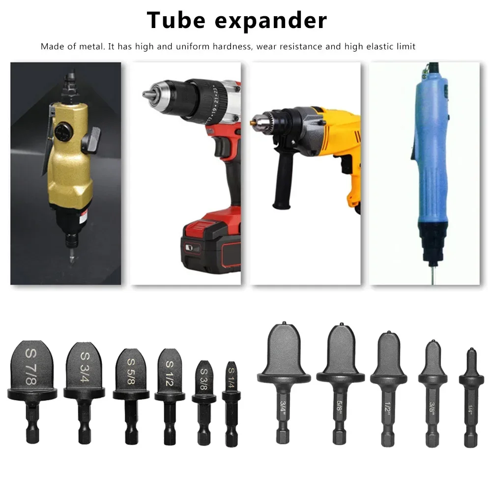 Tube Pipe Expander Copper Tube Hex Shank Pipe Expander for Air Conditione Swaging Pipe Flaring Takeover Repair Tool 5/6/11PCS