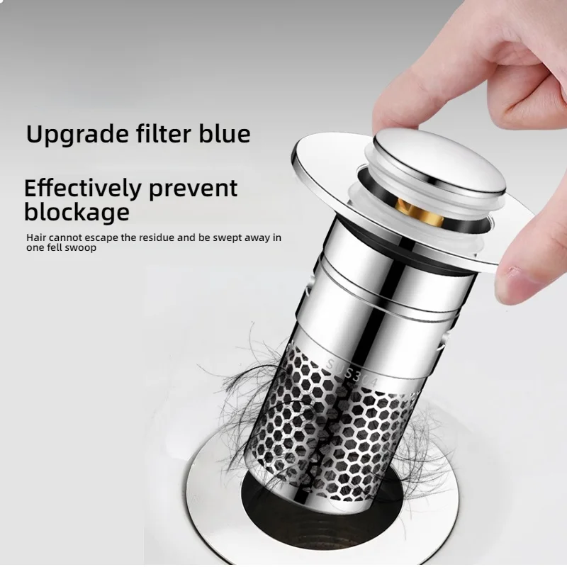 Tapón de fuga para lavabo, filtro de drenaje de suelo ABS, antiolor, rebote emergente, tapón para lavabo, colador para fregadero de pelo