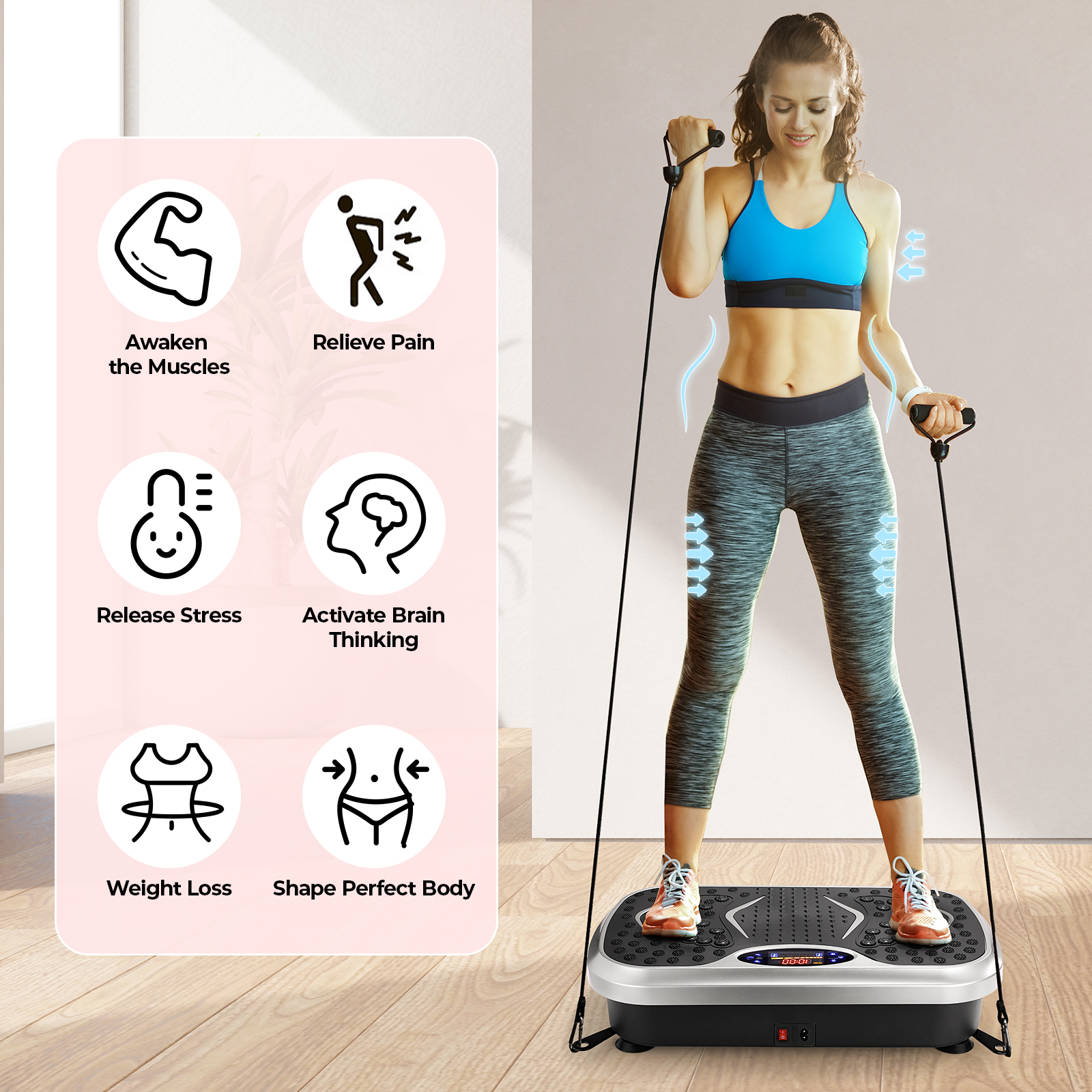 Macchina per esercizi con piastra vibrante Allenamento per tutto il corpo Fitness Piattaforma di vibrazione 3D Macchina per vibrazione per tutto il corpo per il fitness domestico