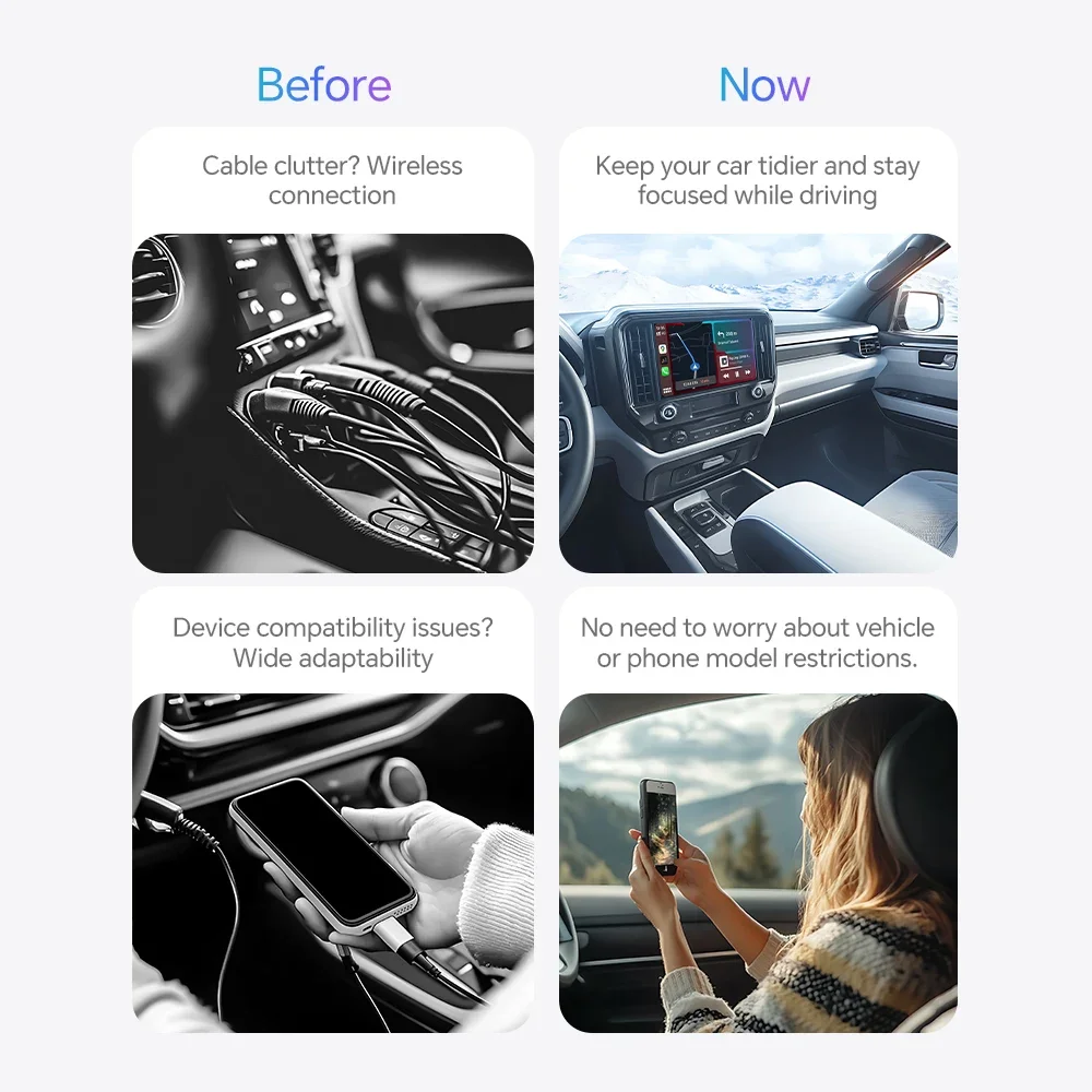 2025 2 IN 1 Wireless CarPlay Adapter and Android Auto Smart USB Adapter Plug and Play for Mazda Haval Kia Volvo Audi VW