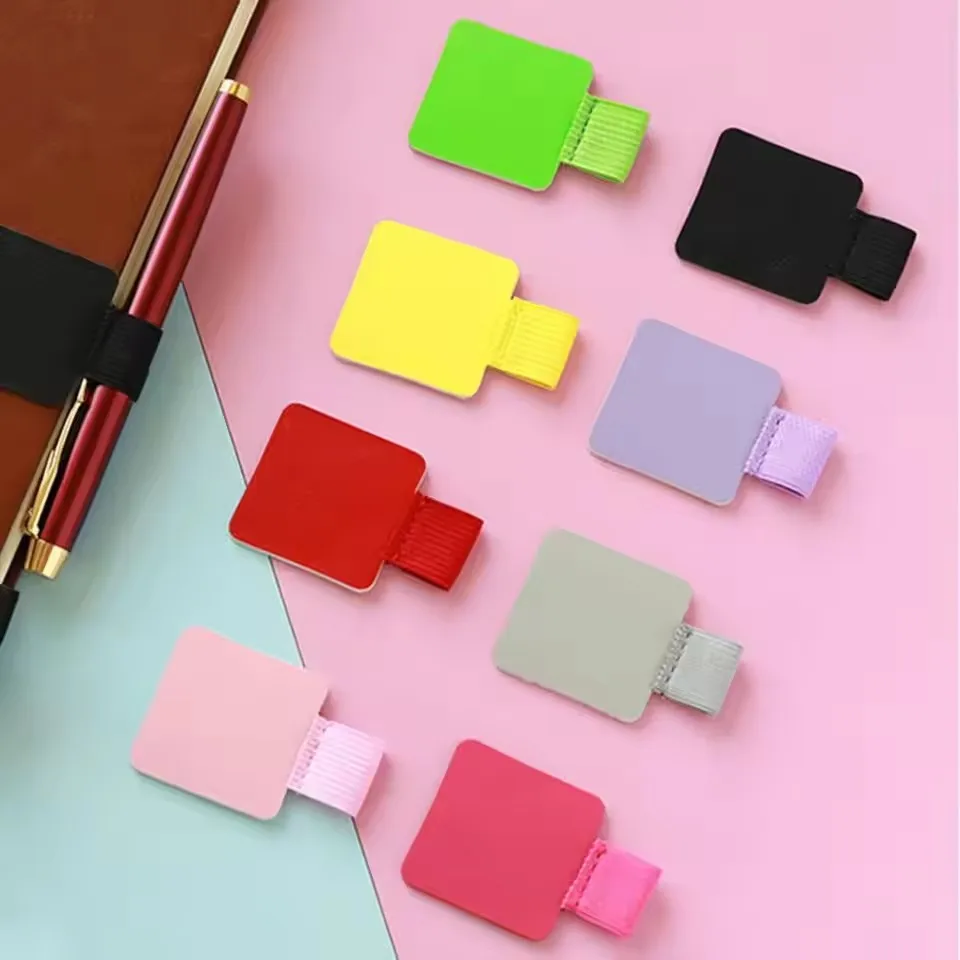 Portapenne elastico da 2/1 confezione, matita autoadesiva con clip in pelle PU per quaderni, diari, pianificatori