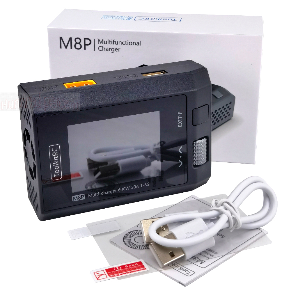 Cargador ToolkitRC M8P con aumento de precisión de potencia de 600W 20A 5V 1-8S Prueba de señal multifuncional M8S actualizado