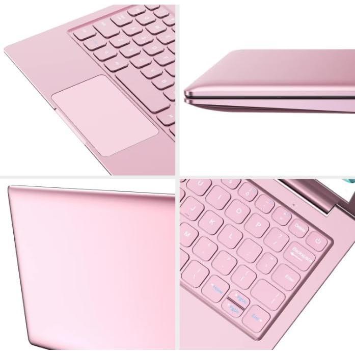 TOPOSH portable 10.1-inch mini pink laptop, Windows 11,12 GB+128 GB SSD, 4-core processor, Intel J4125, Scalable up to 2 TB, Blu