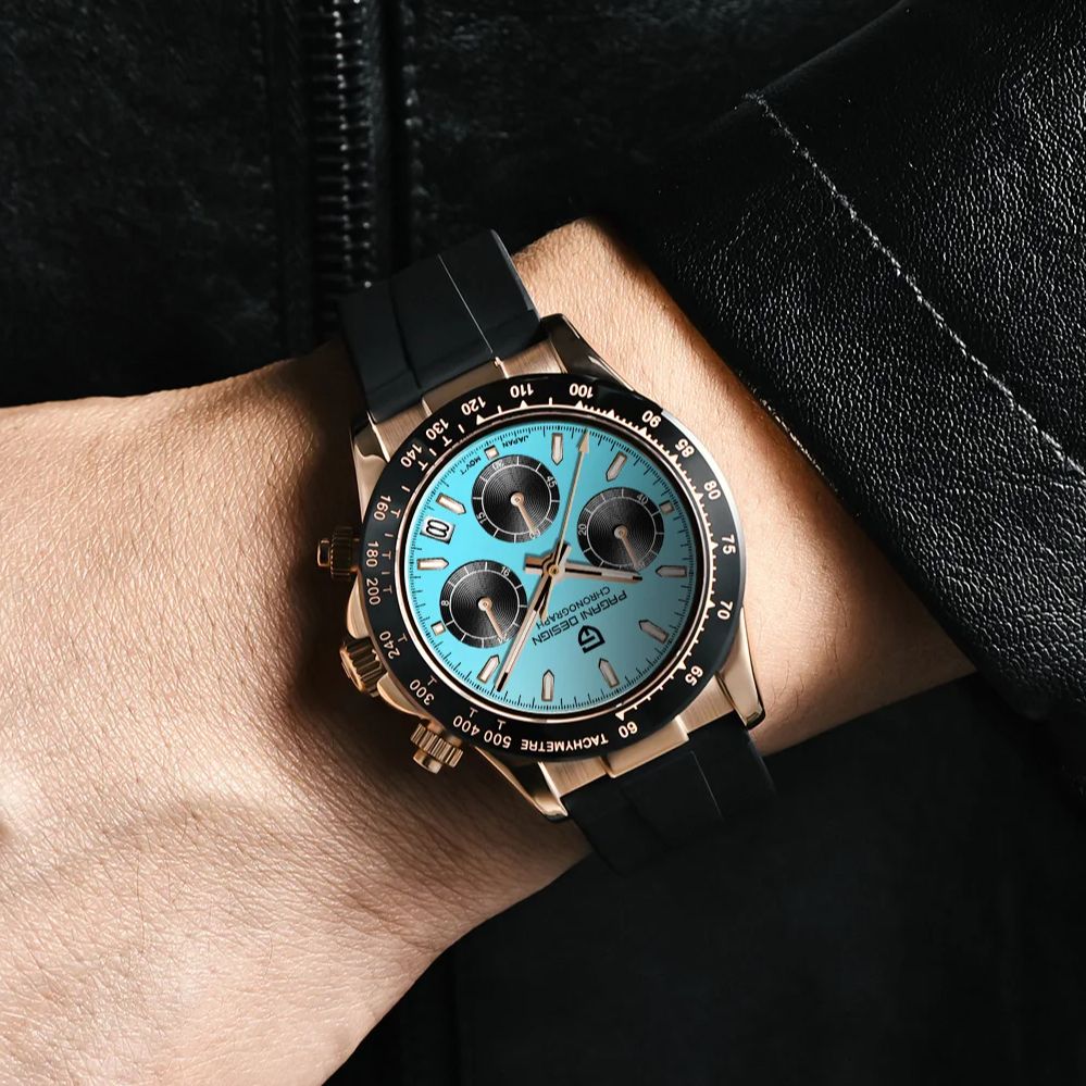 PAGANI DESIGN 2025 New Top Luxury Turquoise Blue Dial Quartz Watch For Men Automatic Date Sport Chronograph Waterproof Watch Men
