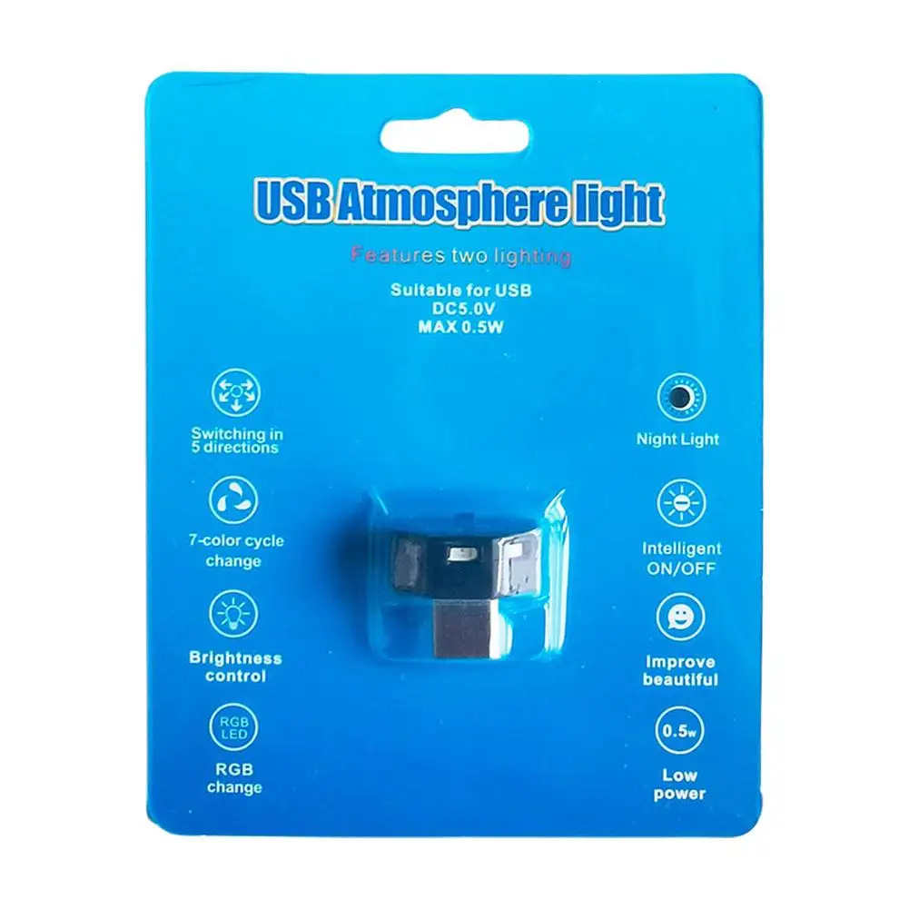 Mini luz ambiental multifuncional tipo C LED RGB, 8 colores cambiables, 5V para computadora de coche y bancos de energía, varios dispositivos