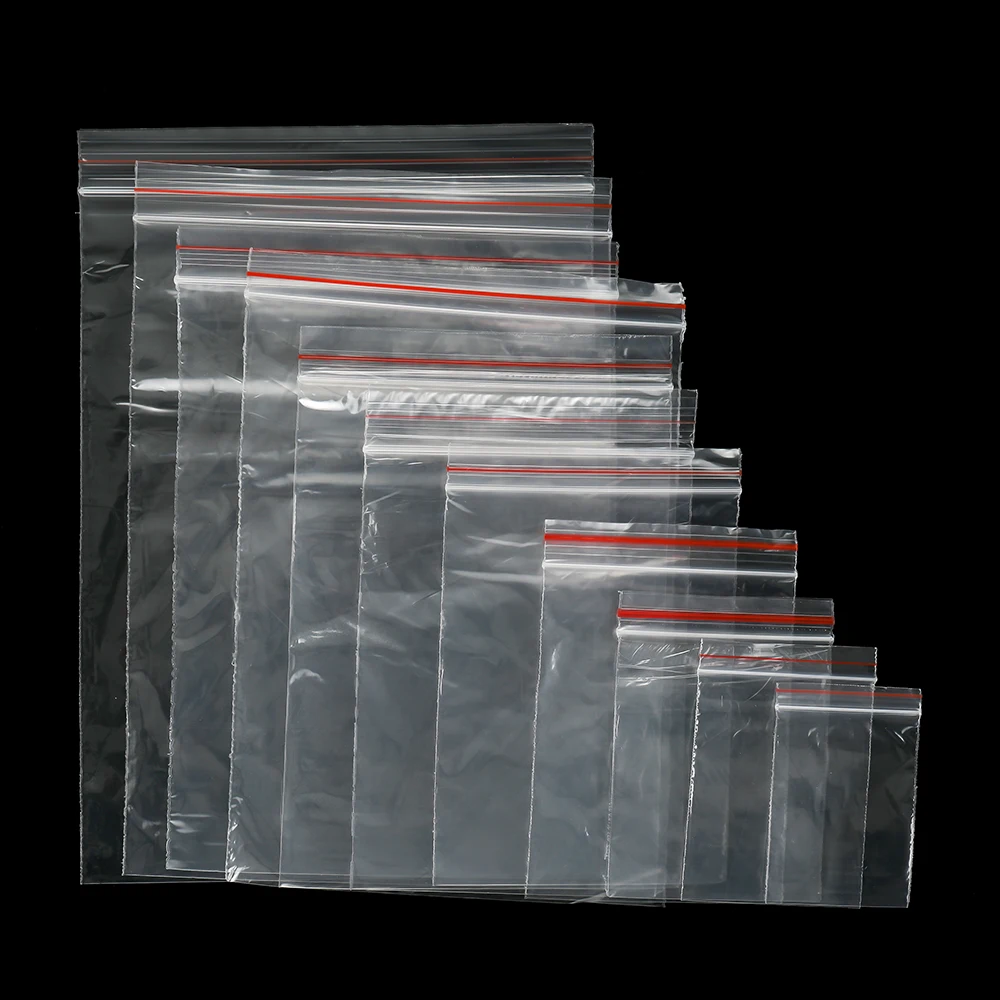 100 Stück transparente Plastiktüten mit Reißverschluss in mehreren Größen für Schmuck, Perlen, Armbänder, Aufbewahrung, Verpackungszubehör für kleine Unternehmen