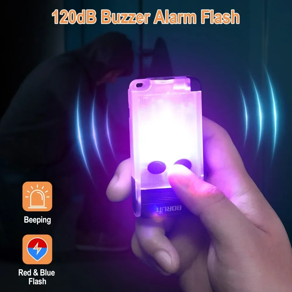 BORUiT V30 UV EDC linterna LED tipo C banco de energía recargable luz de trabajo antorcha con zumbador magnético linterna de bolsillo para acampar