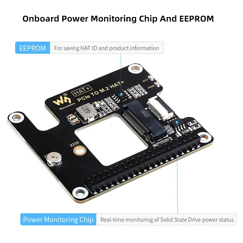 Raspberry Pi 5 PCIe a M.2 HAT NVME Placa de expansión de alta velocidad con Cable 16P GPIO Header compatible con enfriador activo para RPI 5 Pi5