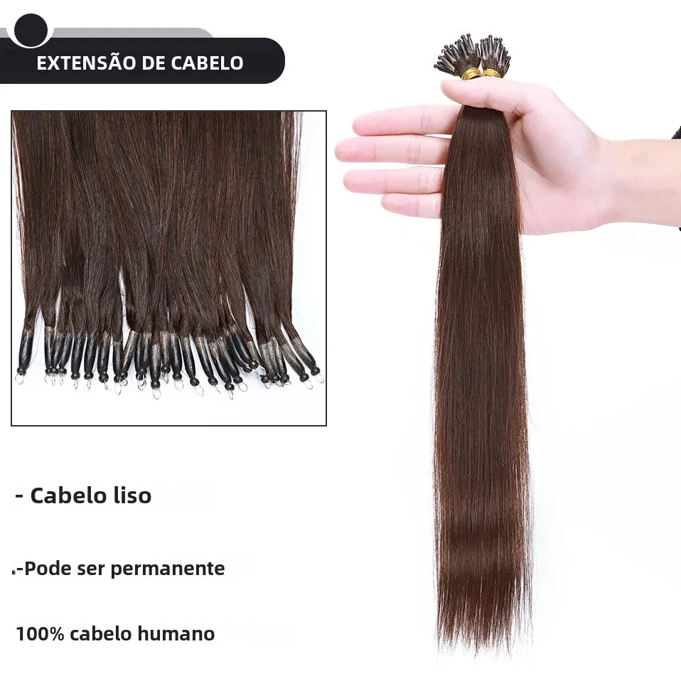 S-noilte 1g/fio nano anéis micro links extensões de cabelo humano micro grânulo pré ligado 16-24 polegada 50 pçs em linha reta loira natural