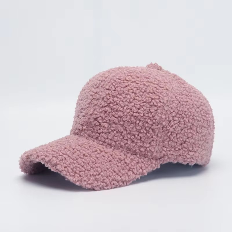Outono inverno boné de beisebol feminino lã de cordeiro artificial chapéus manter quente boné de beisebol de pelúcia primavera boné de beisebol sólido pára-sol