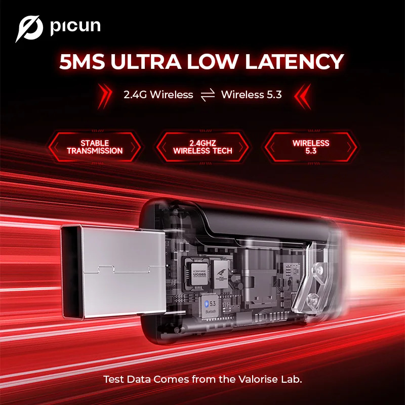 Picun g2 2.4g sem fio gaming headset bluetooth fones de ouvido 5ms baixa latência 7.1 surround enc microfone para pc ps4 ps5 telefone interruptor