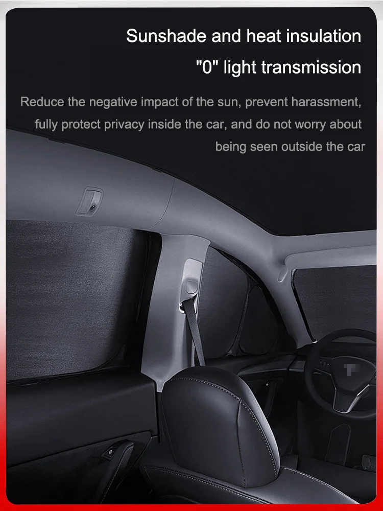 Silver Coated Cloth Sun Shade for Tesla Model 3 Y 2020-2023 Side Window Privacy Sunshade Blind Shading for Camping Accessories