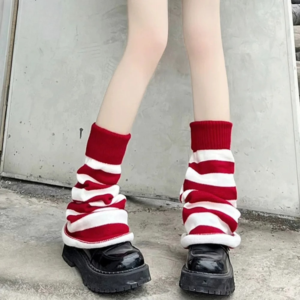 Doux filles mignon bottes chaussettes simples femmes couleur bonbon bas rayé étoile tricots jambe chaussettes chaudes créatif tricoté jambe couverture