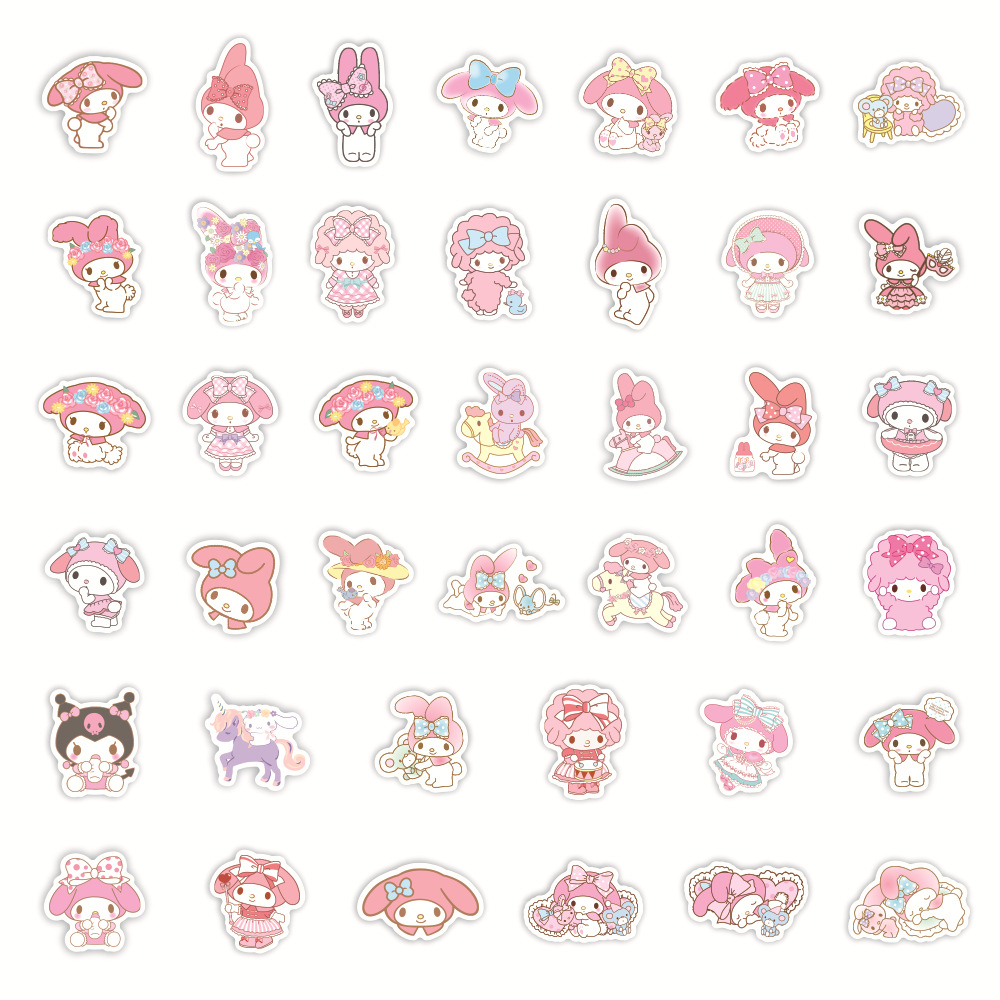 40PCS Sanrio My Melody Stickers Cartoon Melody Rabbit Stickers for Notebook Laptop Suitcase Waterproof Decal Kid Toy Sticker