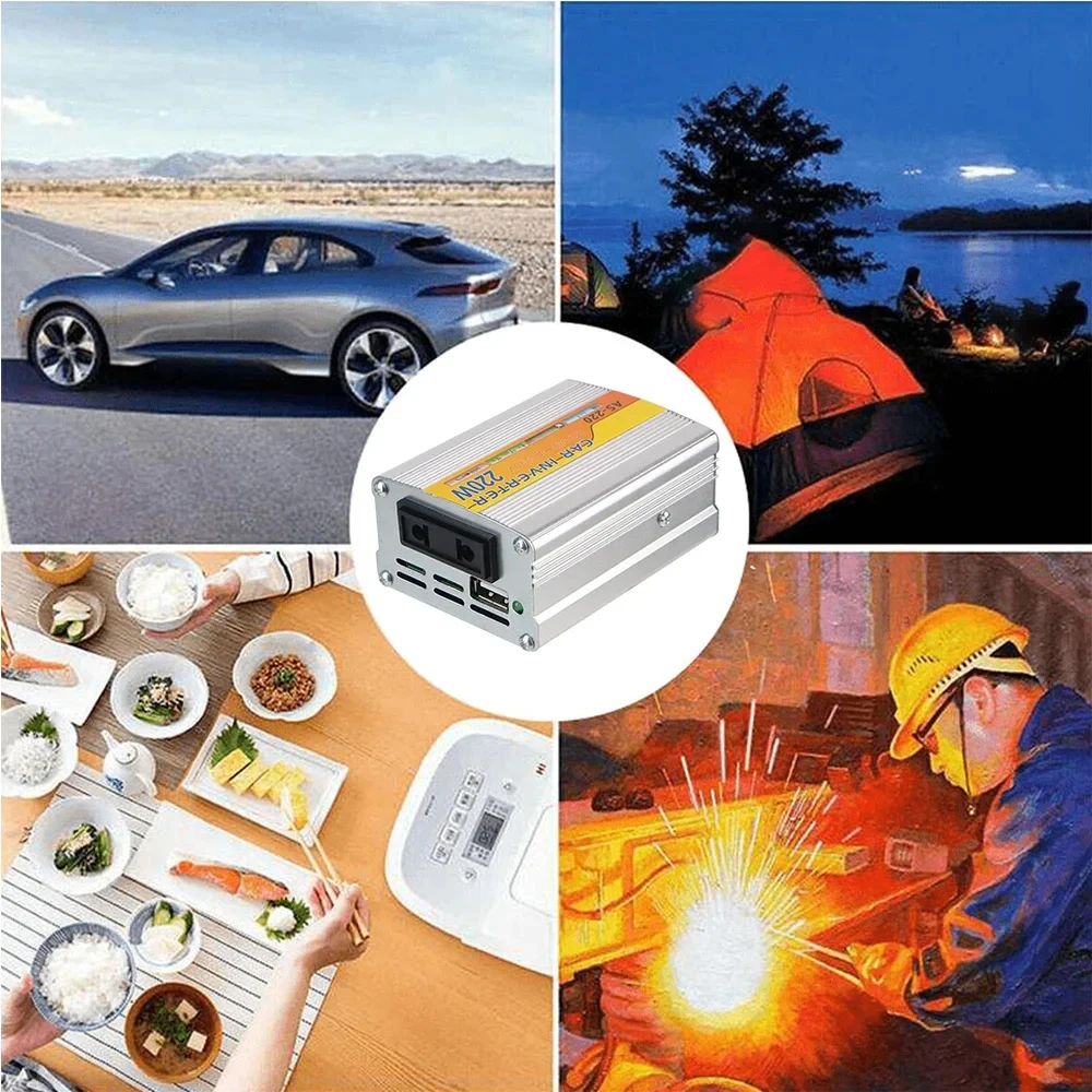 220W  Car Mounted Power Inverter USB Voltage Transformer Portable DC 12V To AC 220V Conversion USB Battery Clip