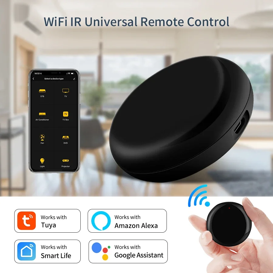 Tuya inteligente wifi universal controlador infravermelho inteligente ir remoto para ar condicionado tv suporte alexa google casa