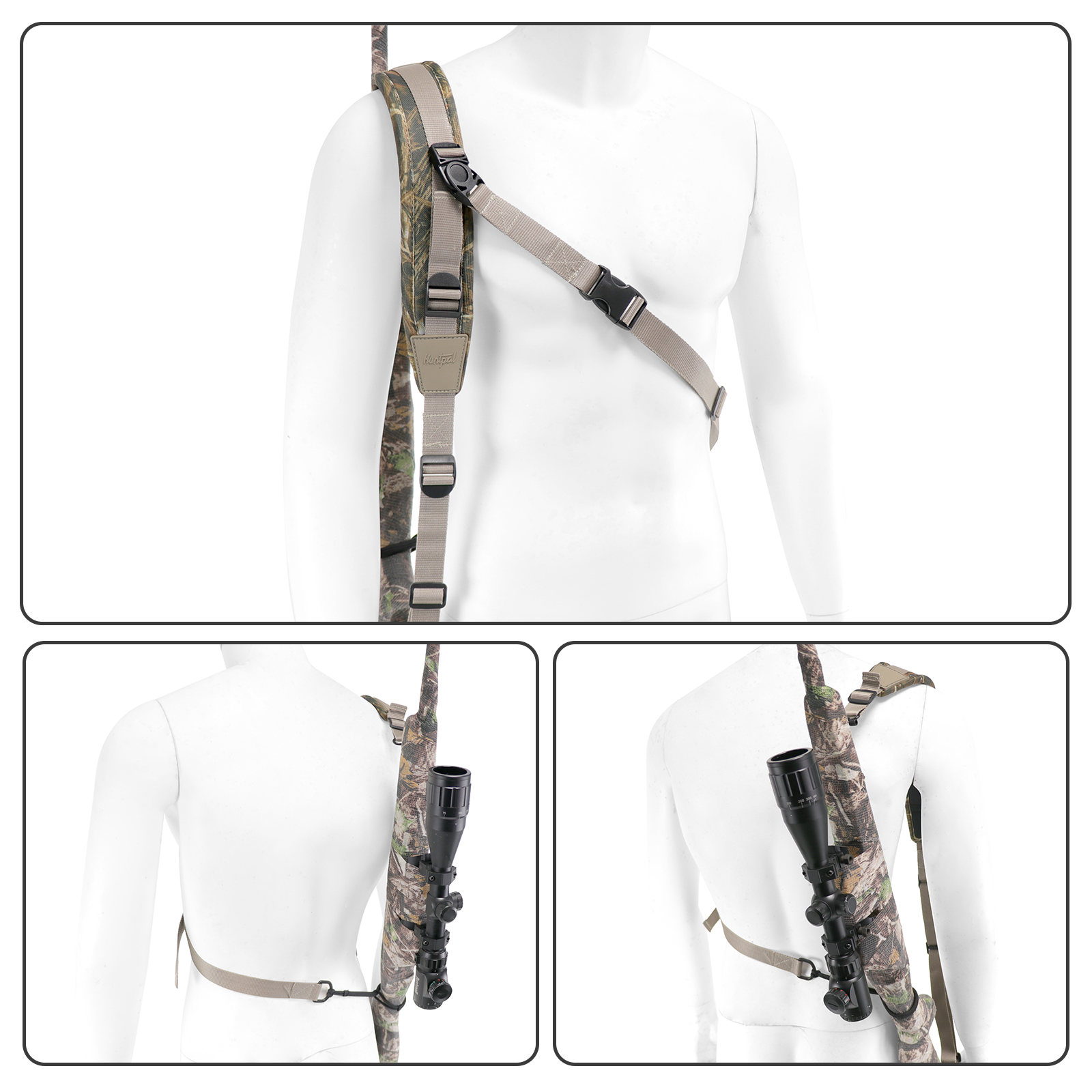 Rifle Sling Double Gun Sling Crossbody Comfortable Neoprene Hands-Free Shoulder Strap Quick-Release Adjustable Sling for Hunting