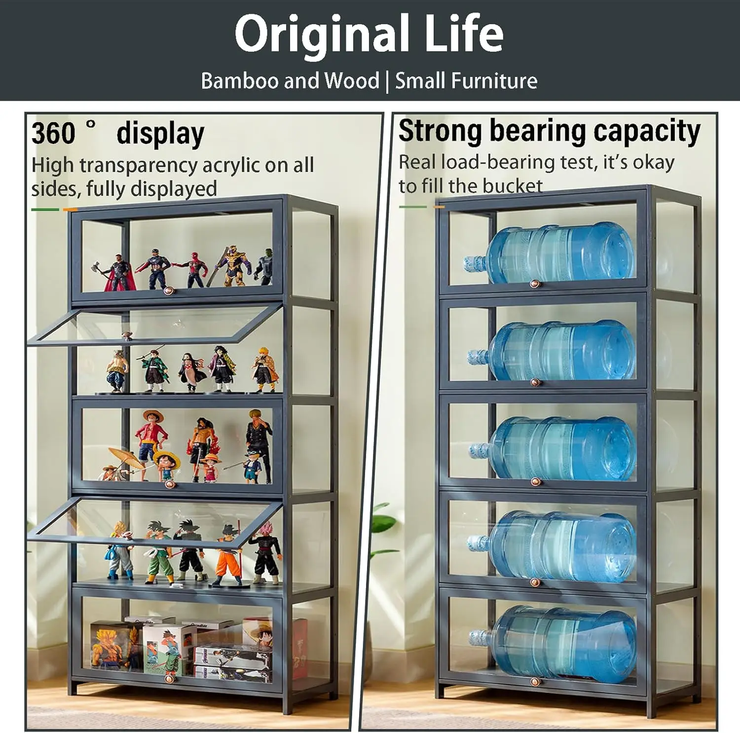 Curio Display Cabinet, Storage Shelves with Acrylic Door, Collectibles Toy Organizers Rack & Display Shelf, Display Case