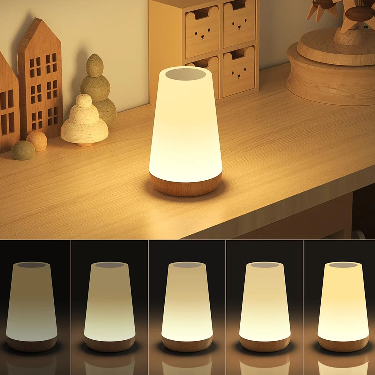 Luz LED nocturna que cambia de 13 colores, Control remoto táctil, recargable por USB, lámpara de noche RGB, lámpara regulable, lámpara de mesita de noche portátil