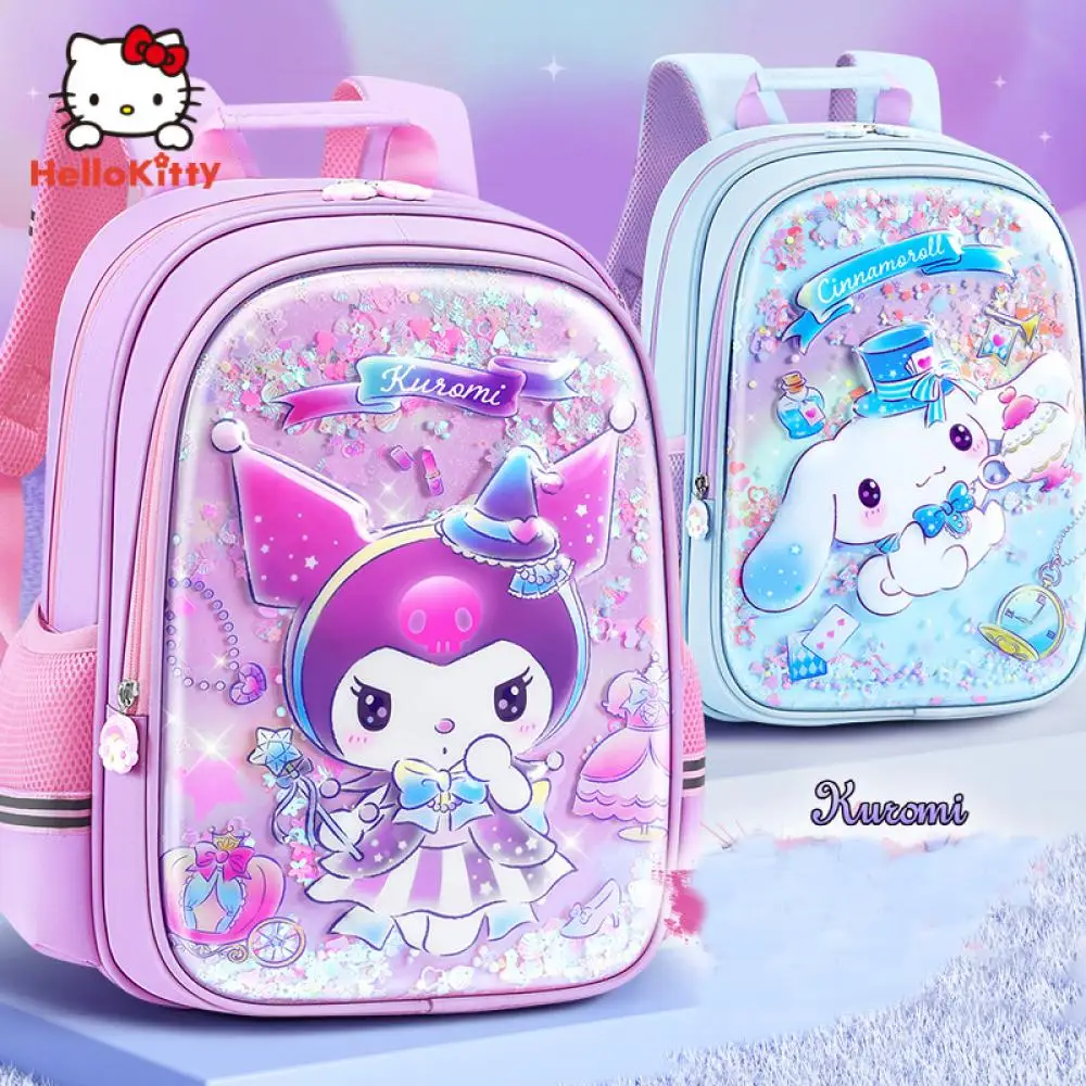 Anime Sanrio Schult asche Grundschule Mädchen Kuromi Kinder Belastung Reduzierung Wirbelsäulen schutz Rucksack Kawaii Schul rucksack Geschenk