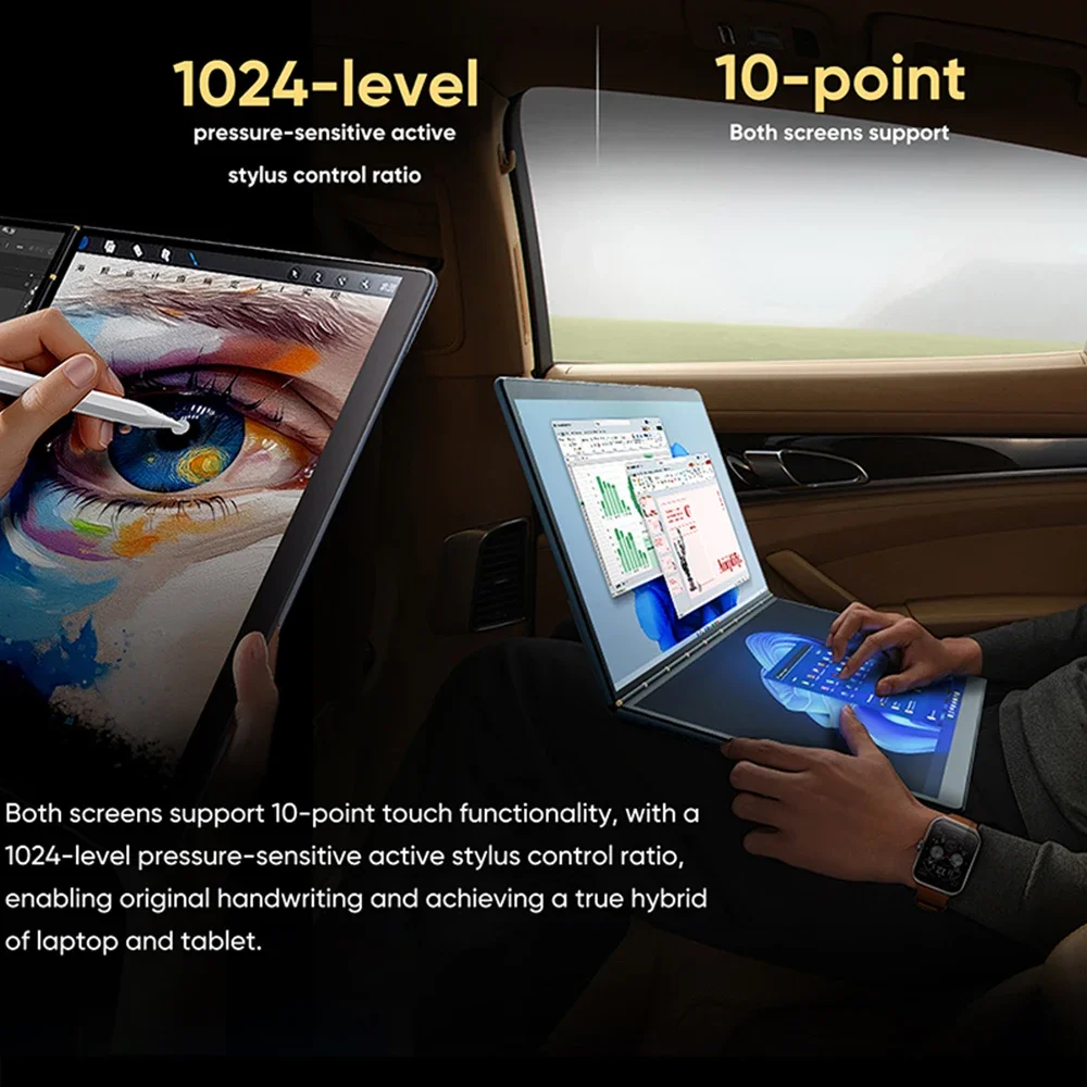 N-ONE nbook air laptop 13,5 zoll dual touchscreen computer intel n100 16g ddr5 512gb m.2 ssd windows 11 2 in 1 tablet büro pc