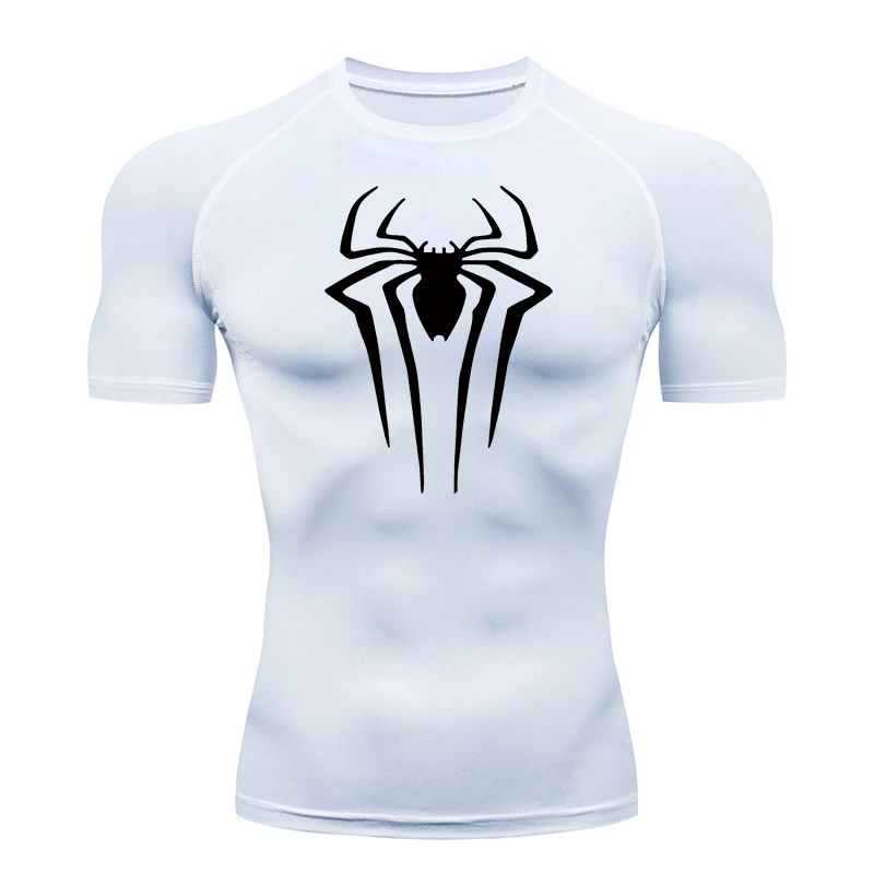 Spider พิมพ์เสื้อสําหรับชายฤดูร้อนแขนสั้น Rash Guard ออกกําลังกาย TShirt กีฬา Quick Dry Undershirts Tops