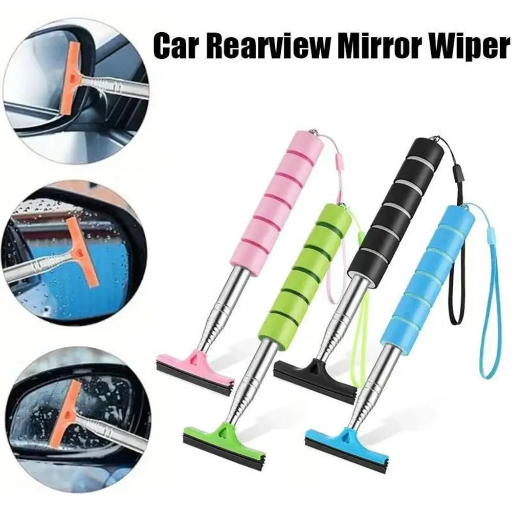 Portable Rainy Glass Window Cleaning Tool Wiper Extendable Handle Car Side Mirror Squeegee Telescopic Rearview Mirror Squeegee