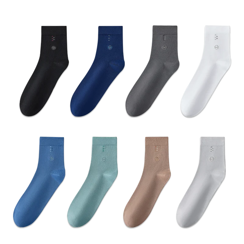 MiiOW, 10 pares de calcetines largos de algodón puro para hombre, conjunto de banda de Lycra, desodorante, medias deportivas antibacterianas, calcetines informales para hombres de negocios Plus