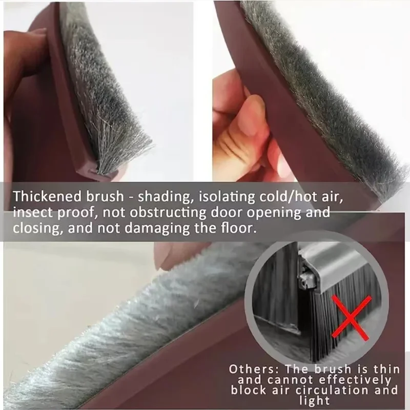 1pc 100CM Brush Seal Strip Door Bottom Seal Strip Insectproof Soundproof Door Bottom Seal Strip Door Stop Self-adhesive Strip