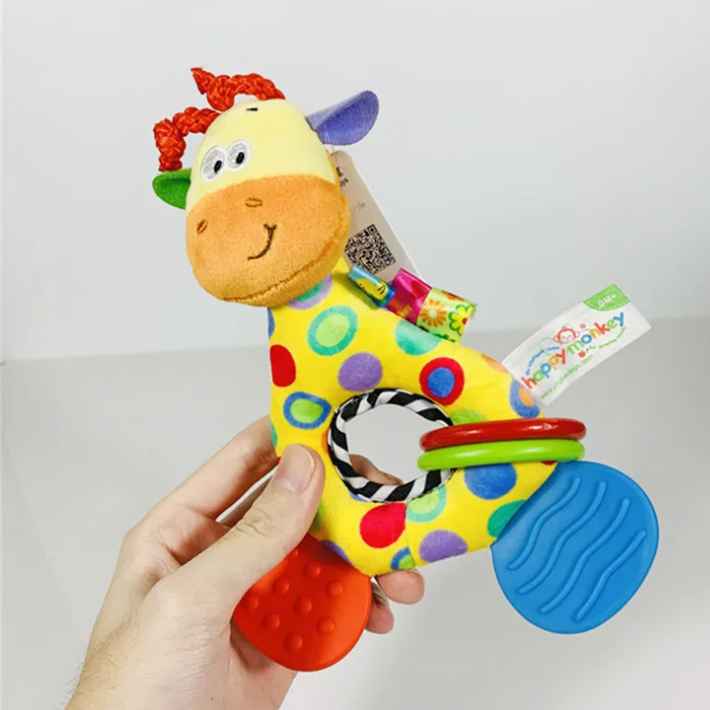 Bébé doux hochets Animal girafe peluche poupée anneau de dentition poupée mignon enfants infantile bébé jouets de dentition pour nouveau-né sensoriel jouets en peluche