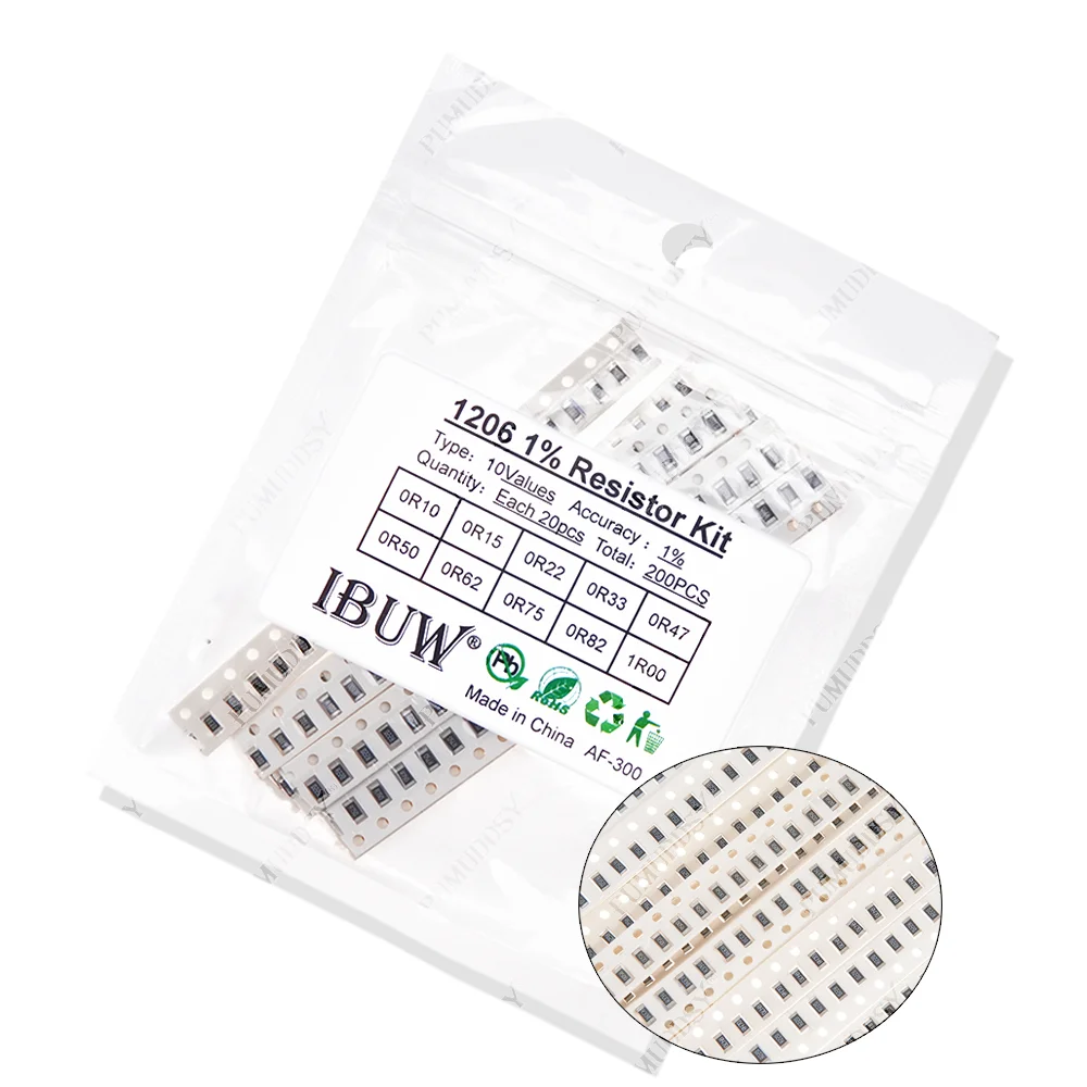 200 Uds 660 Uds 720 Uds 4000 Uds 0402 0603 0805 1206 1210 2512 kit de resistencia smd igmopnrq kit surtido 10k 100k 1k 1r 100r 220r 1% 5%