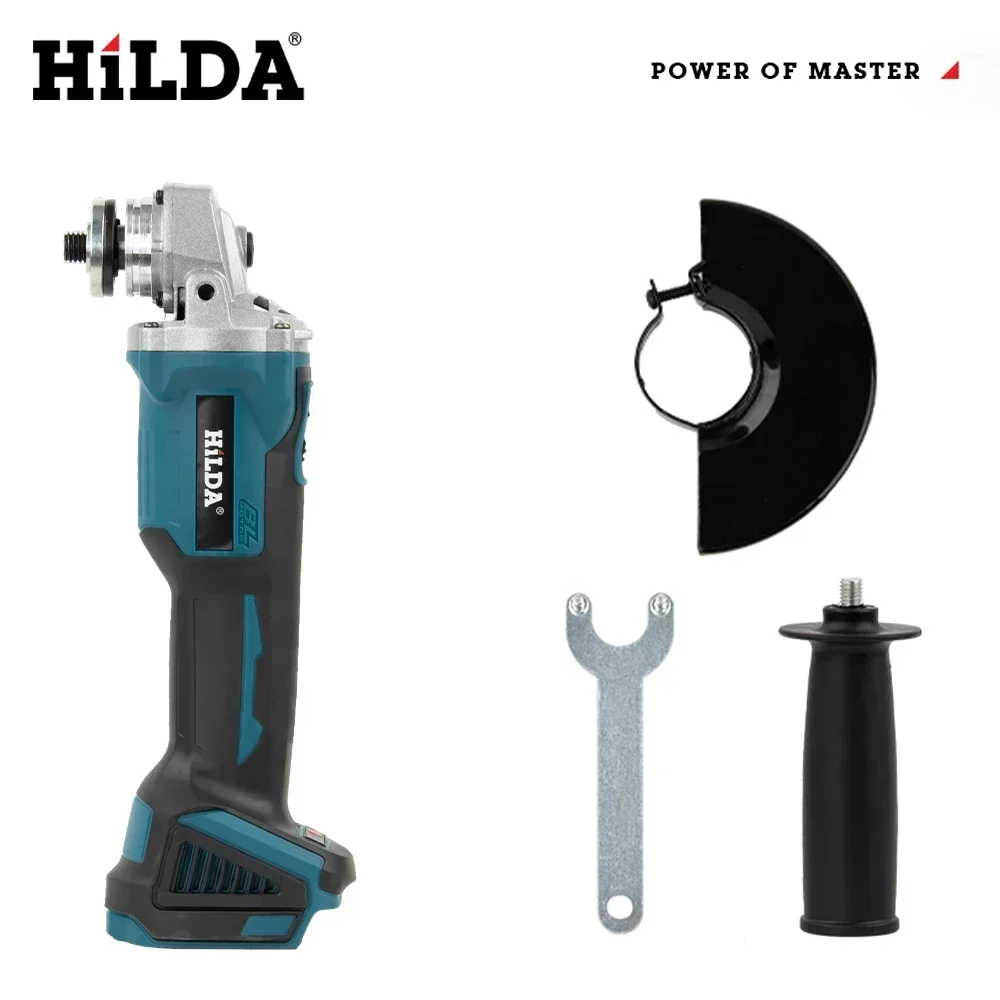 HILDA-amoladora angular sin escobillas, máquina pulidora sin escobillas, herramientas eléctricas recargables de mano para batería Makita, 21V