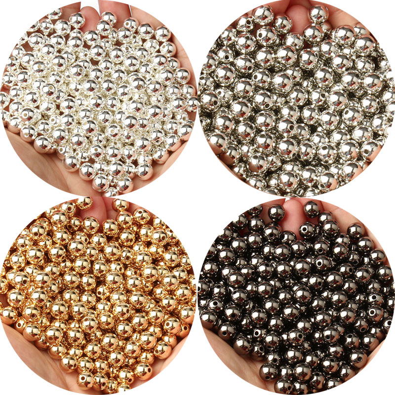 3/4/6/8/10/12Mm Vòng Không Gian Siêu Tốc Hạt CCB Vàng Bạc Màu Trơn rời Chuỗi Hạt Bi Cho Vòng Tay DIY Trang Sức Làm Phụ Kiện