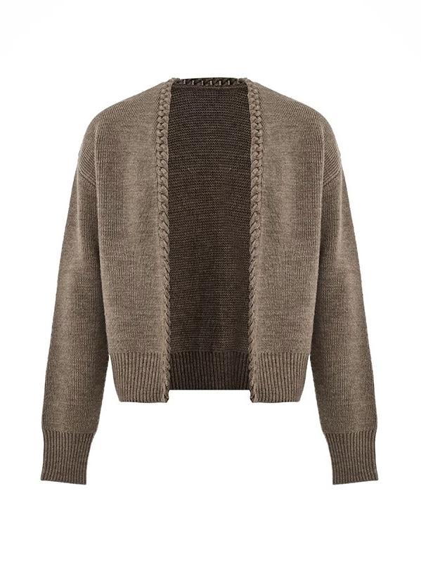 レトロヘビーウェイト V ネックニットオープンカーディガン男性女性カジュアル多用途高級デザインセンセーションセーター秋の新着