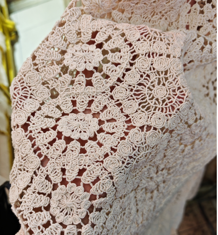 Falda de algodón de encaje de ganchillo para mujer, ropa con forma cuadrada, tela de vestido, bricolaje, encaje de guipur bordado, hueco, Verano