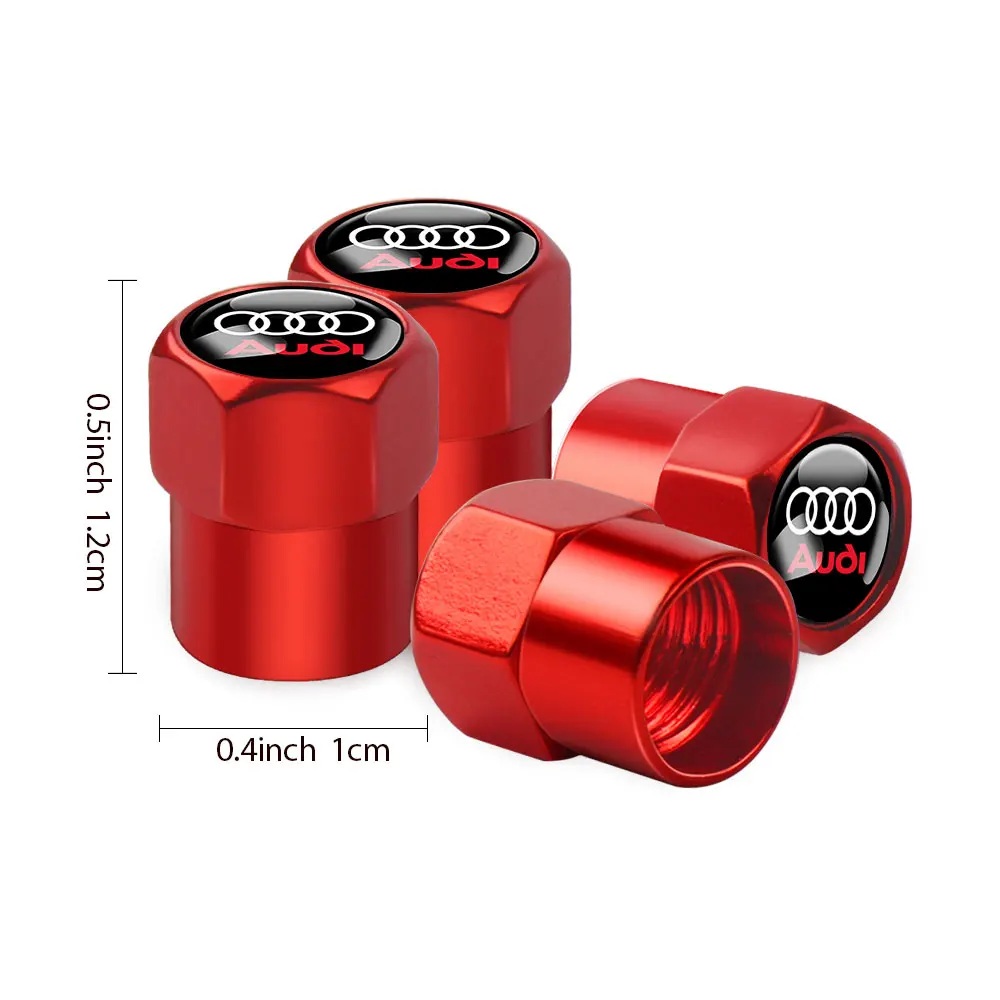 4PC Car Metal Wheel Tire Valve Air Stem Cap Badge Cover For Audi Sline RS6 TT A1 A2 A3 A4 A5 A6 A7 A8 Q1 Q2 Q3 Q4 Q5 Q6 Q7 Q8 B9