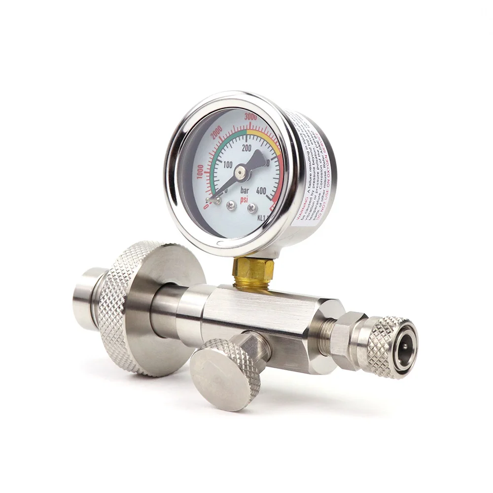 Diving Scuba Big Bottle To Small Bottle Charging Adapter HP Filling Station DIN300 (5/8BSP) Connector With Hose and Gauge 400Bar