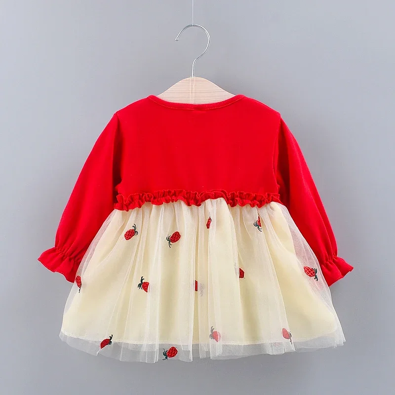 Robe de princesse douce brodée Harvey pour filles, col rond, manches longues, maille, fête d'anniversaire, hiver, nouveau
